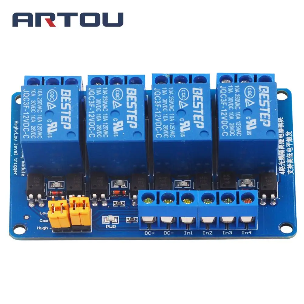 1 шт. 4 Канальный Релейный Модуль 12 В триггер высокого и низкого уровня двойной