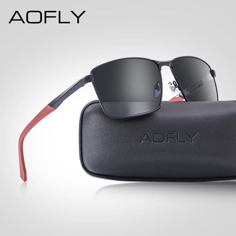 

Мужские солнцезащ. Очки в стиле ретро AOFLY, черно-серые солнцезащитные очки в классической квадратной оправе в стиле ретро с поляризованными линзами степени защиты уф400, AF8189, лето 2019