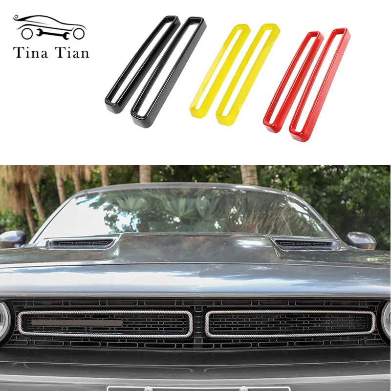 Fit For Dodge Challenger 2015 2016 2017 2018 2019 Styling Accessories Carbon Fiber Color  Middle Grid Decorative Ring