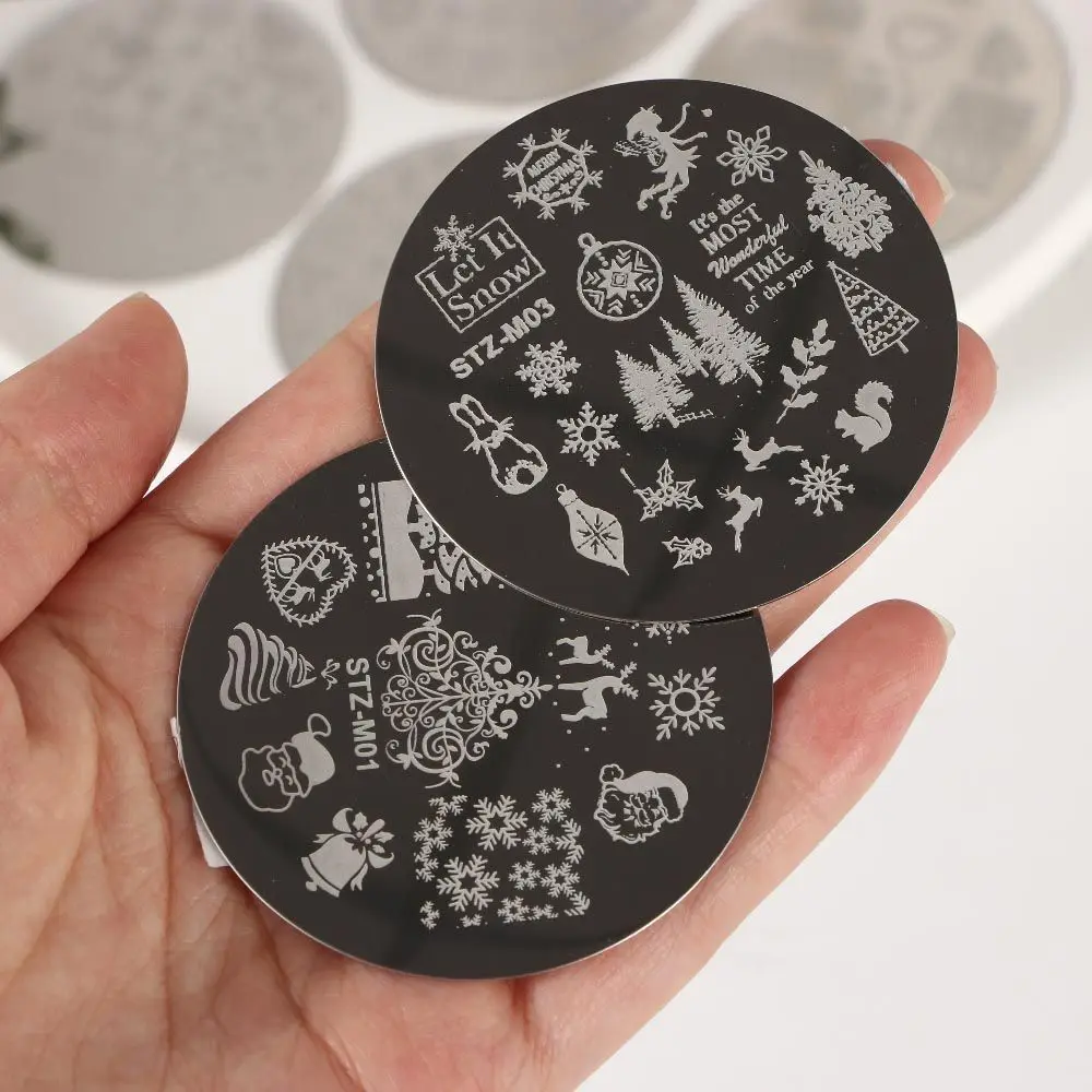 Шаблоны для ногтей с Санта Клаусом снежинкой рождественской елкой шаблоны