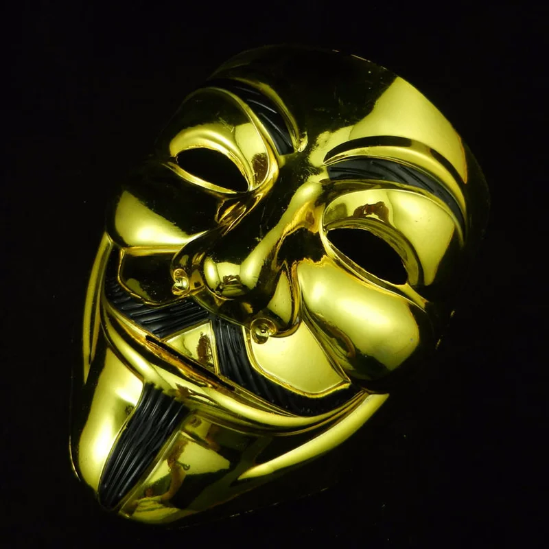 2019 маскарадный костюм на Хеллоуин Косплей V для вендетты маска анонима золотые