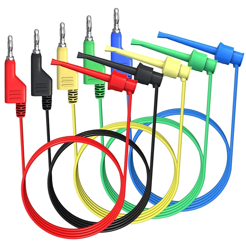 

Banana Test Hook Test Leads 5 Pieces of 4 mm Flexible Test Cable 500V 5A for Multimeter Electrical Test