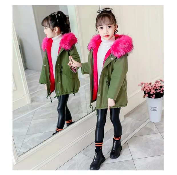 Осенне зимние куртки для девочек Верхняя одежда пальто с капюшоном и воротником