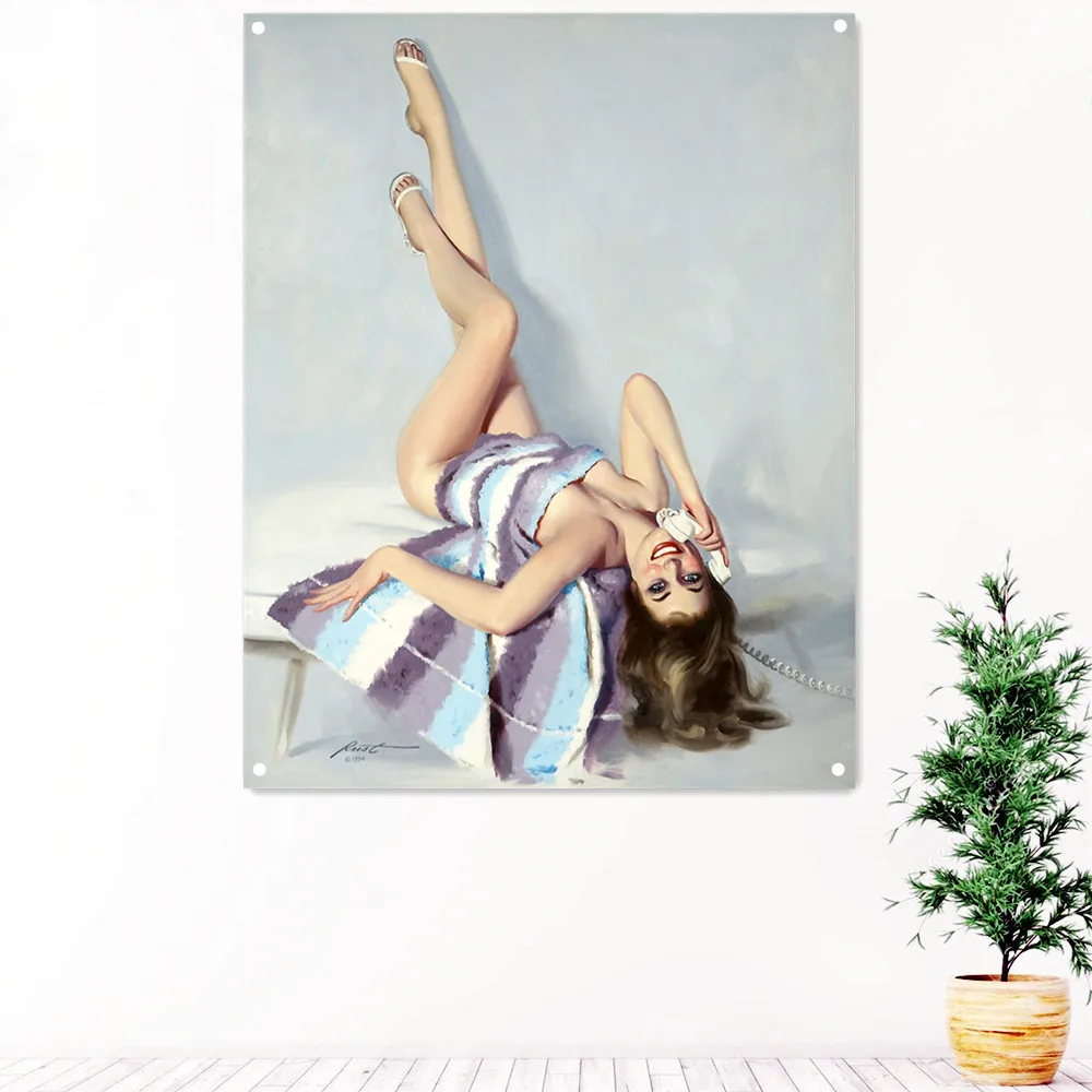 

50 Years of American Pin-Ups Posters Wall Art Vintage Sexy Girl Decorate Banner Flag Mural For Living Room Bedroom Dormitory D4