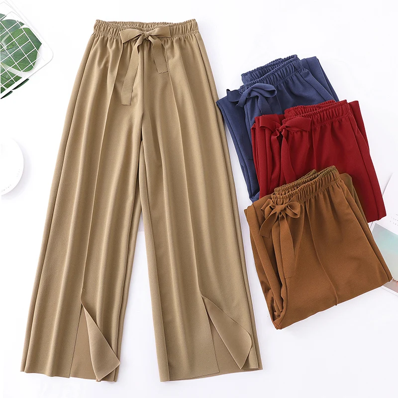 

TingYiLi размера плюс широкие брюки капри для женщин штаны свободного кроя с защитой от ожогов в Корейском стиле Стиль элегантная женская обувь...