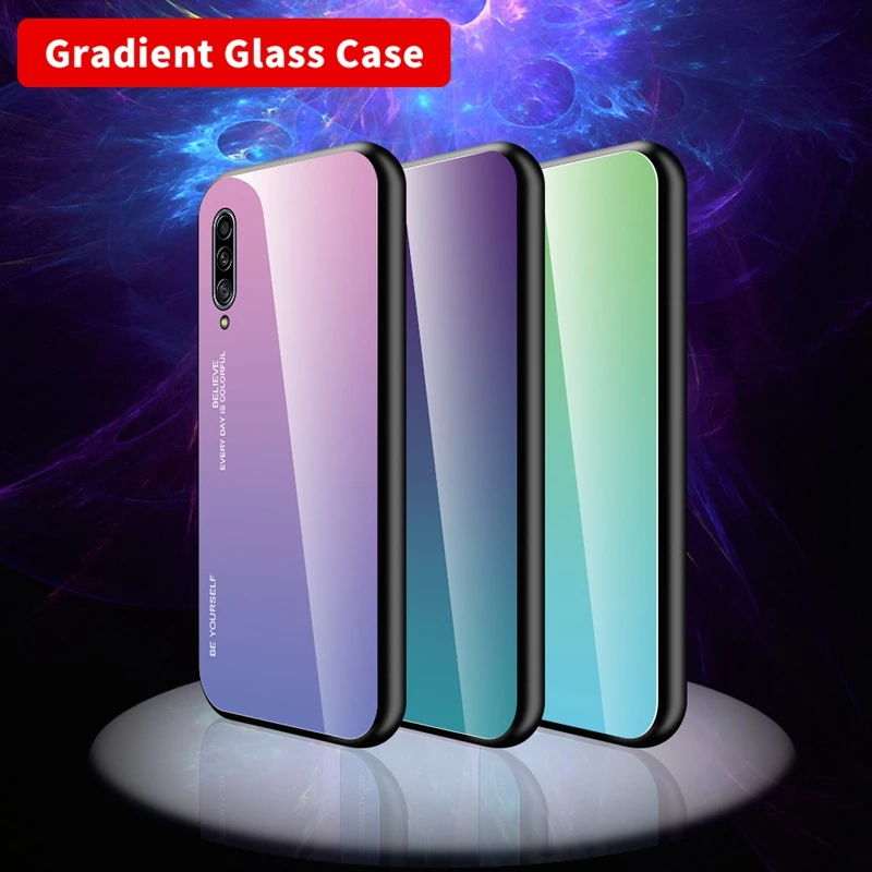 Закаленное Стекло чехол для samsung Galaxy A30S A50S A30 A40 A50 A60 A70 A80 A90 5 г Примечание 10 Pro S10 S11 Plus E градиент Цвет крышка