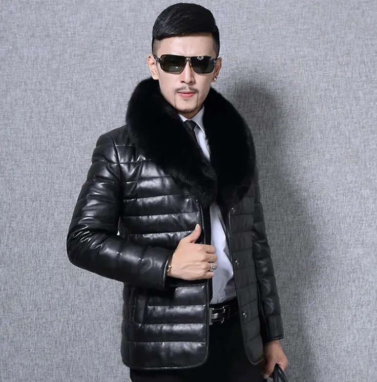 Осенняя Черная куртка из искусственной кожи мужское зимнее плотное теплое