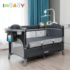 Детская многофункциональная кроватка IMBABY с музыкой, портативная колыбель с подгузником и столиком для новорожденных, От 0 до 6 лет
