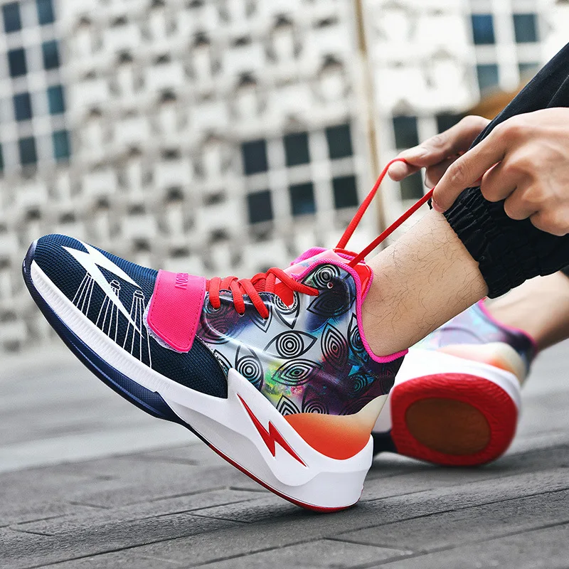 Fashion Mesh Trainers Basketball Shoes High Top Men's Basketball Shoes Colorful Ptinted Designer Shoes Men Zapatillas Baloncesto