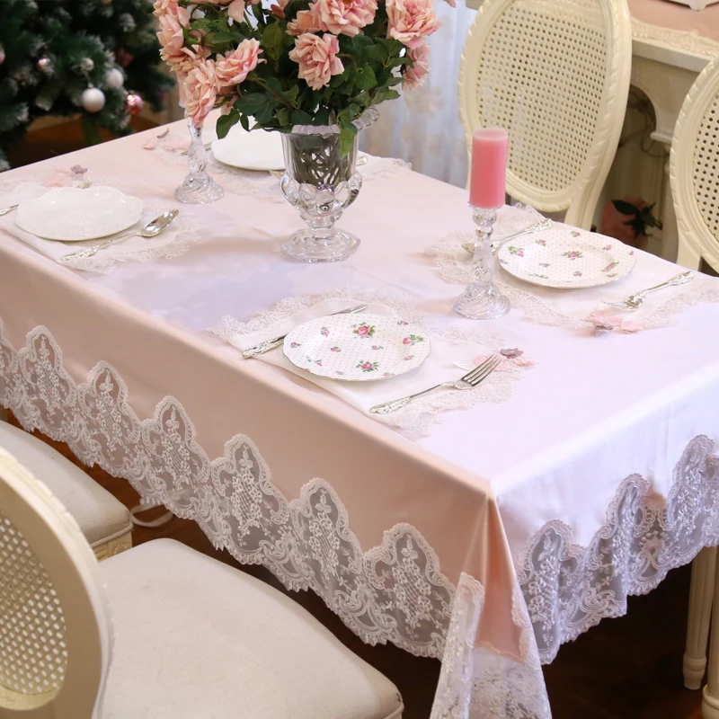

Proud Rose Luxury Red Pink Lace Table Cloth Gold Velvet Table Cover Chair Cushion Pad Round Tablecloth Wedding Supplies Cover