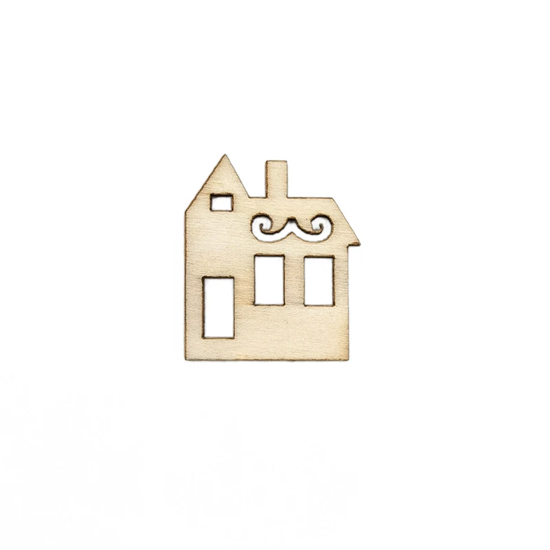 20pcs wood house shaped wood embellishment cutout veneers for diy craft project home ornaments decoration free global shipping