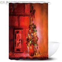 christmas tree curtains waterproof bathroom polyester cute kid%e2%80%98s%e2%80%99 fashion festival red shower curtains screen with hooks new