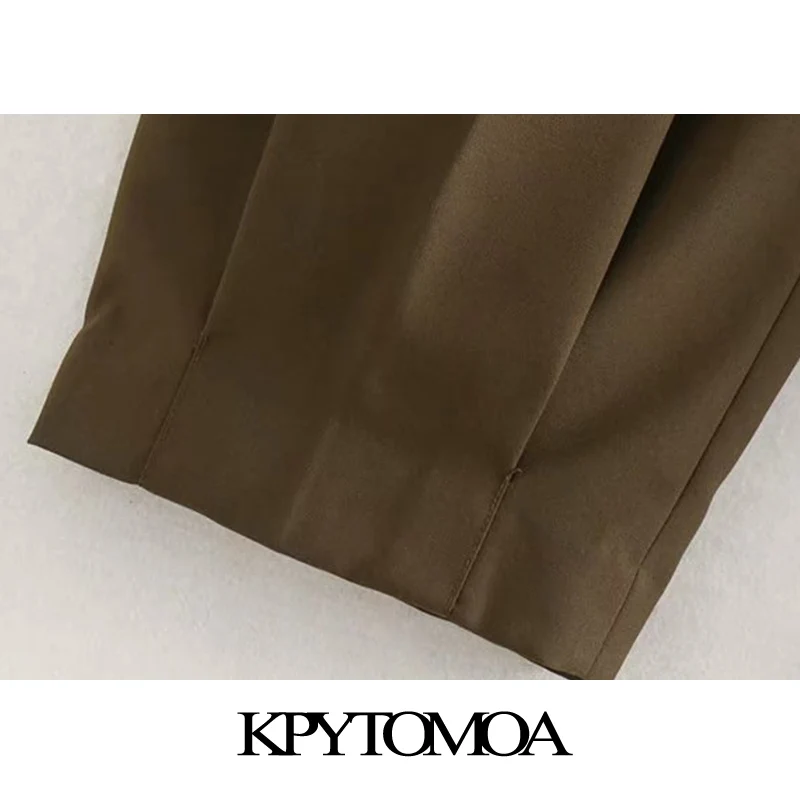 Vintage Stylish Office Wear Solid Straight Pants Women Fashion Zipper Fly Pockets Female Ankle Trousers Pantalones Mujer