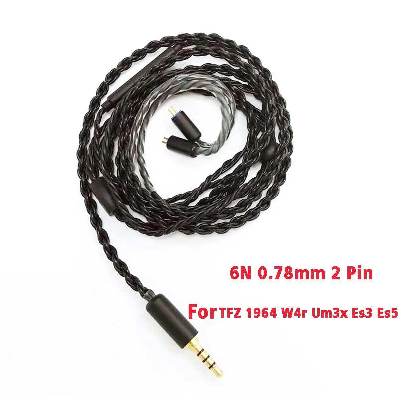 

6N 0,78 мм 2 контакта для Weston TFZ 1964 W4r Um3x Es3 Es5 Сменный кабель для наушников с микрофоном для IPhone Xiaomi Samsung Android IOS
