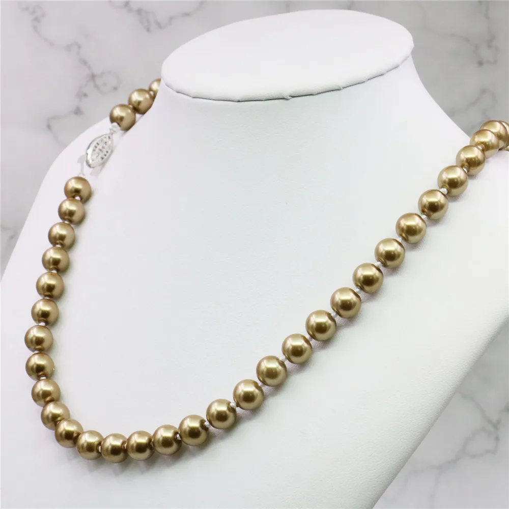 2021 8mm Silvercolor Champagne South Sea Shell Pearl Necklace Jewelry Rope Chain Beads Natural Stone (Min Order1) | Украшения и