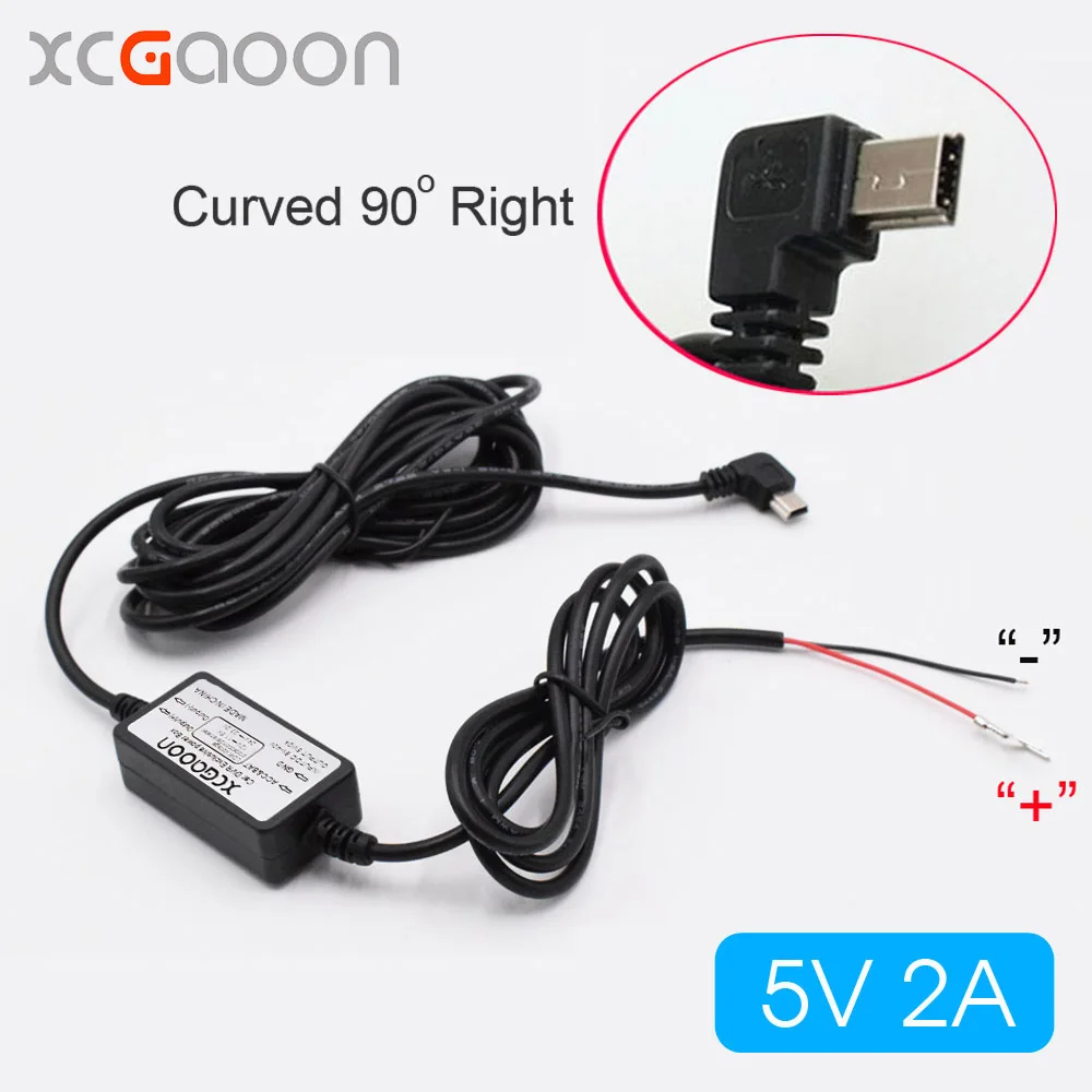 

XCGaoon 10pcs Car Charger DC Converter Module 12V 24V To 5V 2A mini USB Cable (Curved Right) Low Voltage Protection Length 3.1m