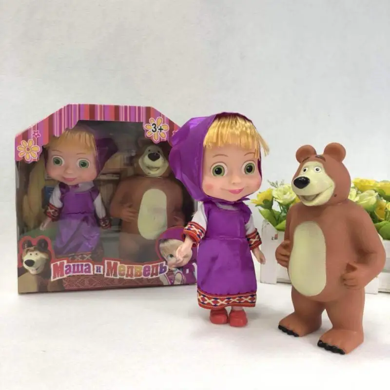 14 inche Маша и медведь в комплекте кукла модель для сцены искусственная аниме
