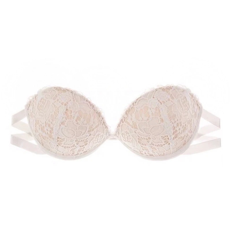

Women's lace translucent underwear, one-line invisible strapless beauty back, steel ring upper support gather bra FP070