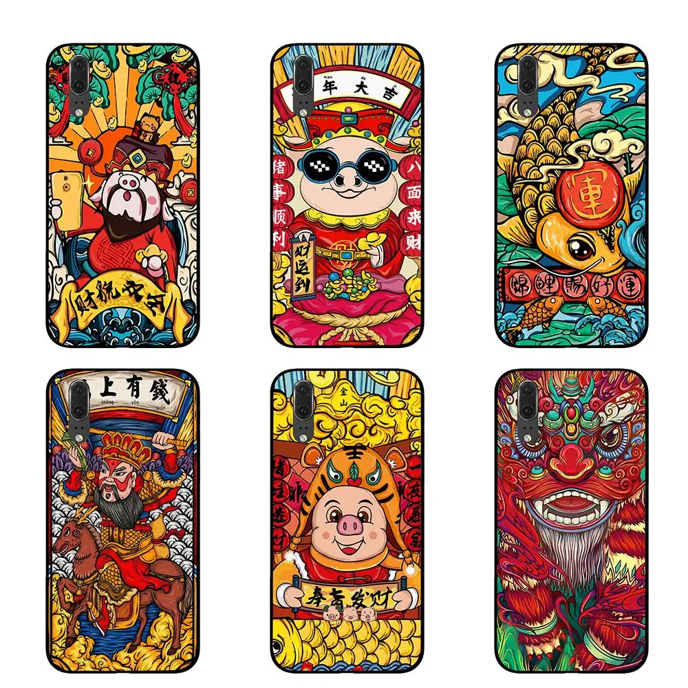 Китайские новогодние картины для Huawei Honor V9 V10 8 9 10 8X 5A 7A 5X Play Lite TPU чехлы телефонов |