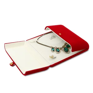 Luxury Velvet Jewellery Set Box with Buckle Earring Pendant Ring Pearl Necklace Jewelry Ornaments Storage Display Cases