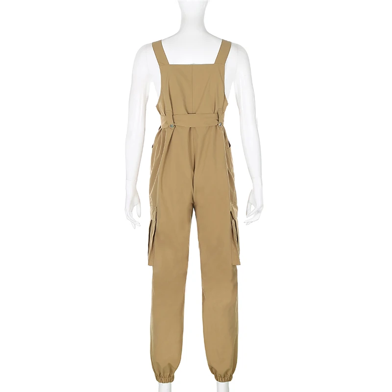

Rapcopter Adjustable Y2K Cargo Pants High Waist Trousers Full Length Pockets 90S Streetwear Boyfriend Strap Pants 2020 New 90s