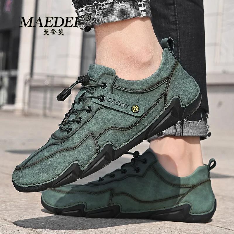 

MAEDEF Oversized Soft Sole Flat Bottomed Shoes Outdoor Footwear Comfortable Driving Shoes Fashion Classics Leather Shoes for Men
