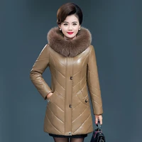 women leather coat winter 2021 new fashion warm fur collar hooded faux sheepskin jacket tops outerwear female plus size l 7xl