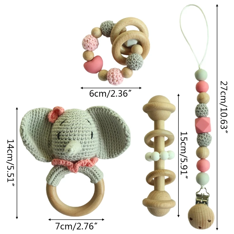 

Baby Pacifier Clip Teething Bracelet Crochet Soother Infants Rattle Teether Toy Newborn Dummy Chain Holder Shower Gifts WXTD