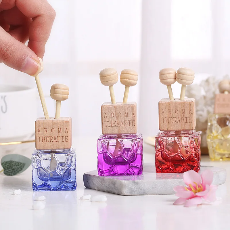 

New 10 Pcs Car Air Freshener Air Vent Clip Perfume Glass Empty Colorful Bottle for Auto Pendant Essential Oil Scent Diffuser