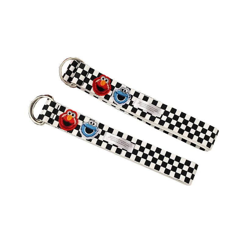 

2020 Fashion Punk Checkered Belt Waistband Long Black and White Plaid Checkerboard Couple Checkered Canvas Women New Belts
