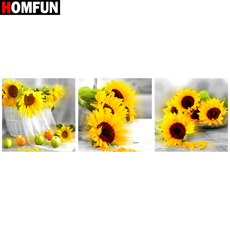 Алмазная 5D Вышивка HOMFUN Подсолнух картина с полными квадратными/круглыми