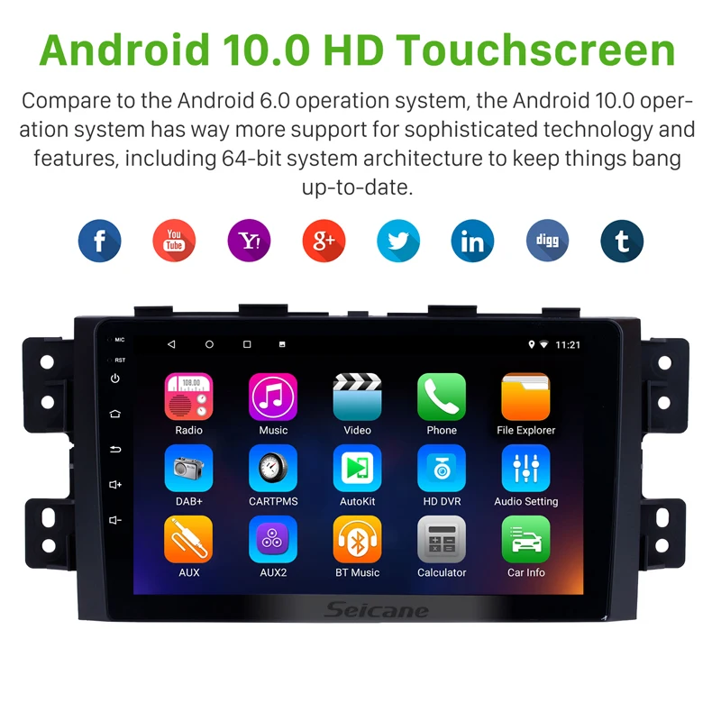 Seicane 9 Inch Android 10.0 Bluetooth GPS Navigation For 2008-2016 KIA Borrego Car Auto Stereo Support 3G WiFi Rearview camera | Автомобили