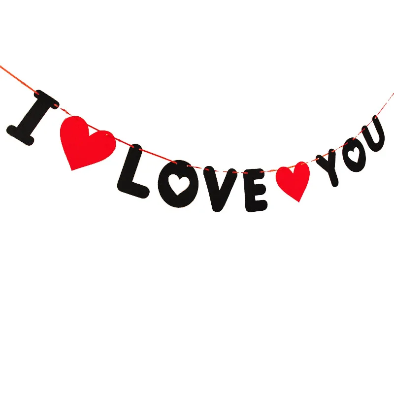 

1set Red Heart I Love You Letters Pennant Banner Wedding Propose Marriage party Happy Valentine's Day Decoration Lover Supplies