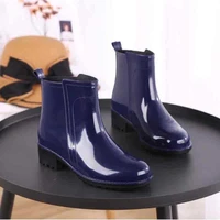 rain boots waterproof shoes woman water rubber lace up boots sewing solid flat with shoes boots womendf65