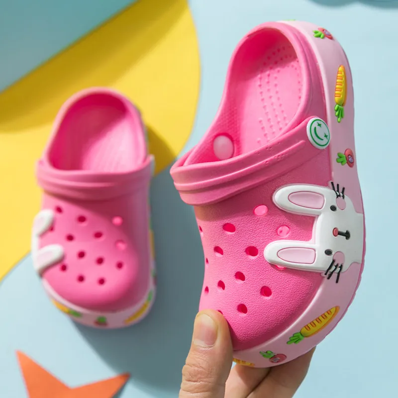

2021 Summer Kids Croc Shoes For Boys Girls Rabbit Light Non Slip Children Garden Shoes Toddler Indoor Home Beach Slippers Sandal
