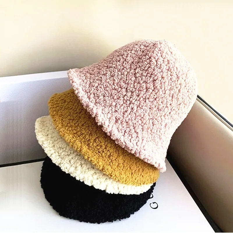 

Korean 2020 new hat women winter Autumn plush bucket hat lady fisherman hat to keep warm and versatile basin hat tide