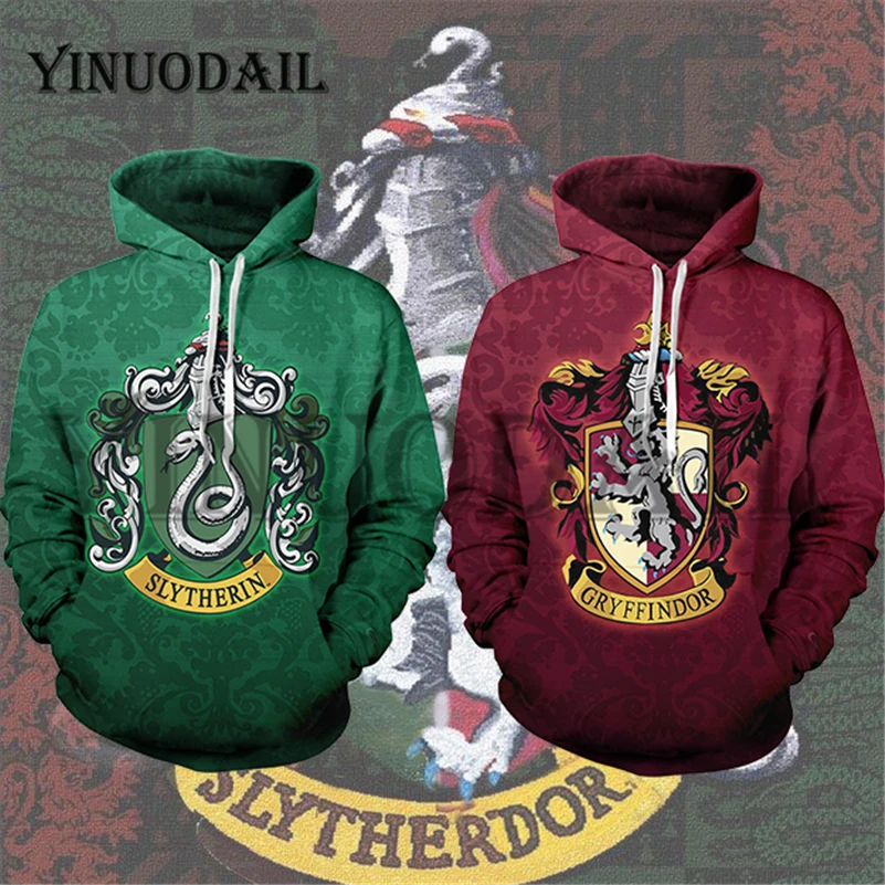 YINUODAIL мужские спортивные толстовки Волшебная 3D Толстовка Хогвартс Слизерин Hufflepuff комплект уличная Косплей Костюм