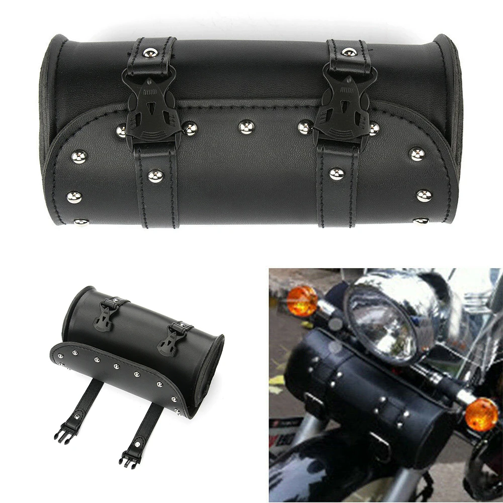 

Motorcycle Fork Bag,Universal PU Leather Handlebar Bag with Internal Zipper Pocket for Honda Kawasaki Suzuki Yamaha Sportster