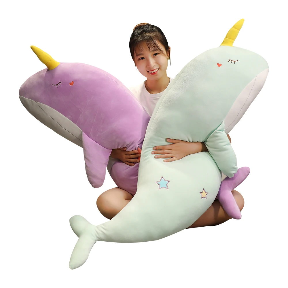 

60-120cm Sea Fish Soft Pillow Kids Kawaii Unicorn whale Stuffed Plush Toys Infant Appease Dolls Birthday Gift For Child