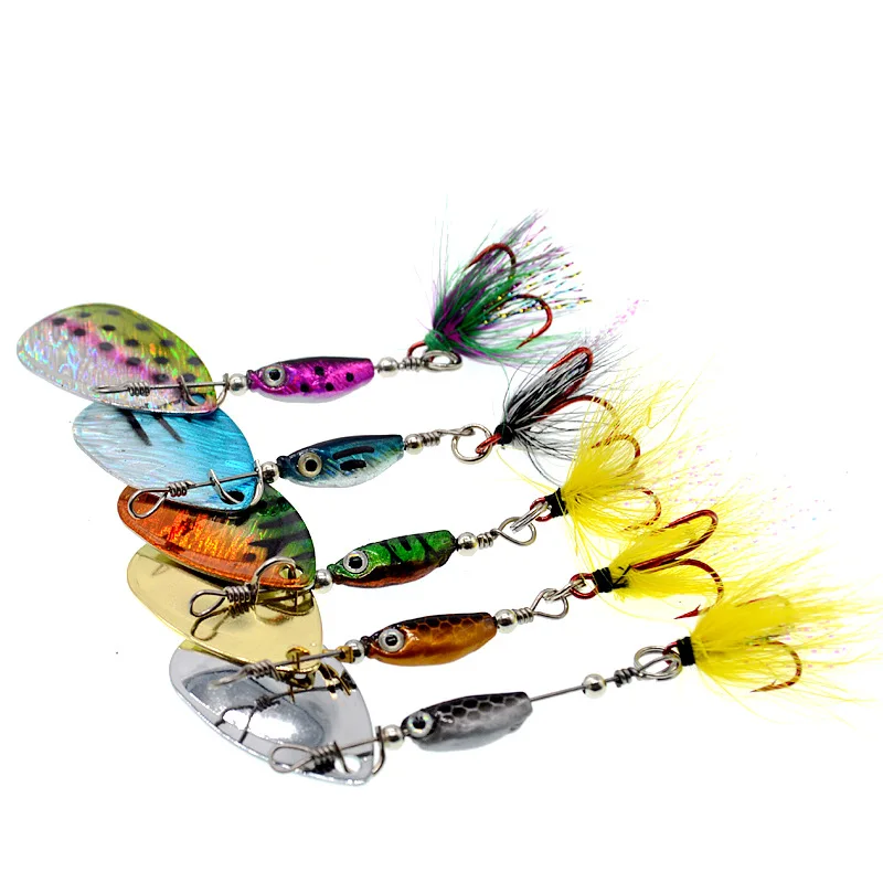 

1PCS 6.5g Hard Metal VIB Rotating Sequins with Feather Fish-shaped Lead Fish Bait Artificial Vibe for Bass Pike Perch Fishing