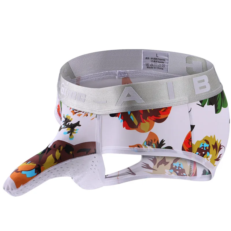 Трусы-стринги мужские сетчатые с низкой посадкой и мешочком для пениса |