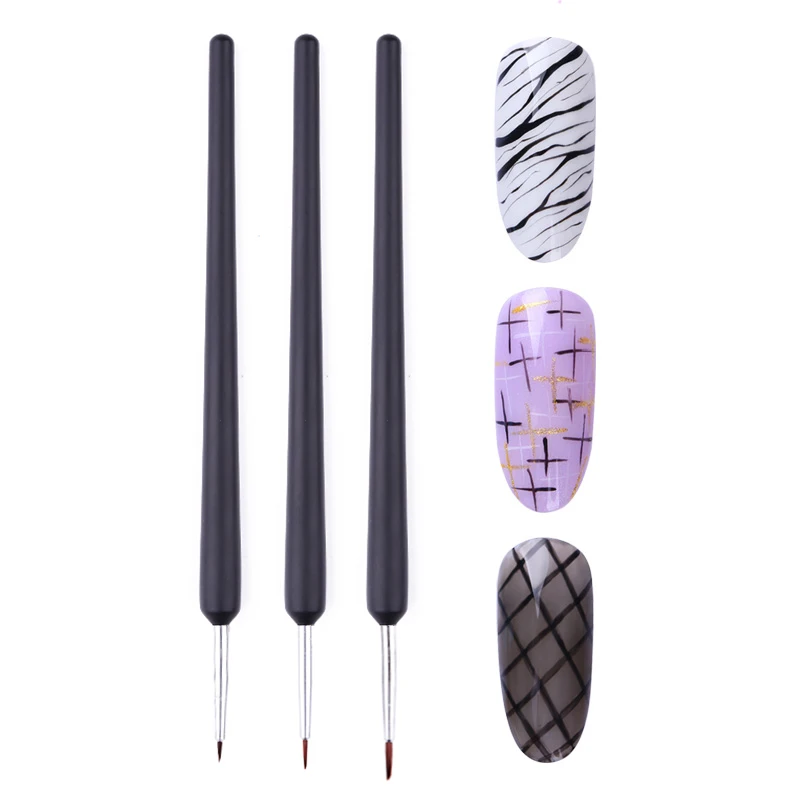 3 шт./комплект УФ гель лайнер для рисования Кисть ногтей ручка гель-лака черная