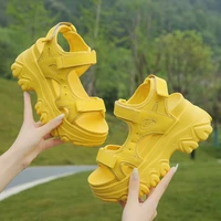2021 summer fashion platform sandals hook loop casual high heels sandals ladies white pink yellow colorful shoes for women hot