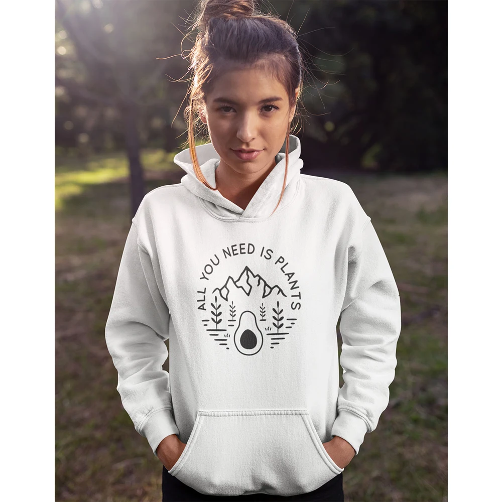 

All You Need Is Plants Hoodies Streetwear Casual Women Gardening Vegan Pullovers Funny 90s Crazy Plant Lady Hooded Sweatshirts