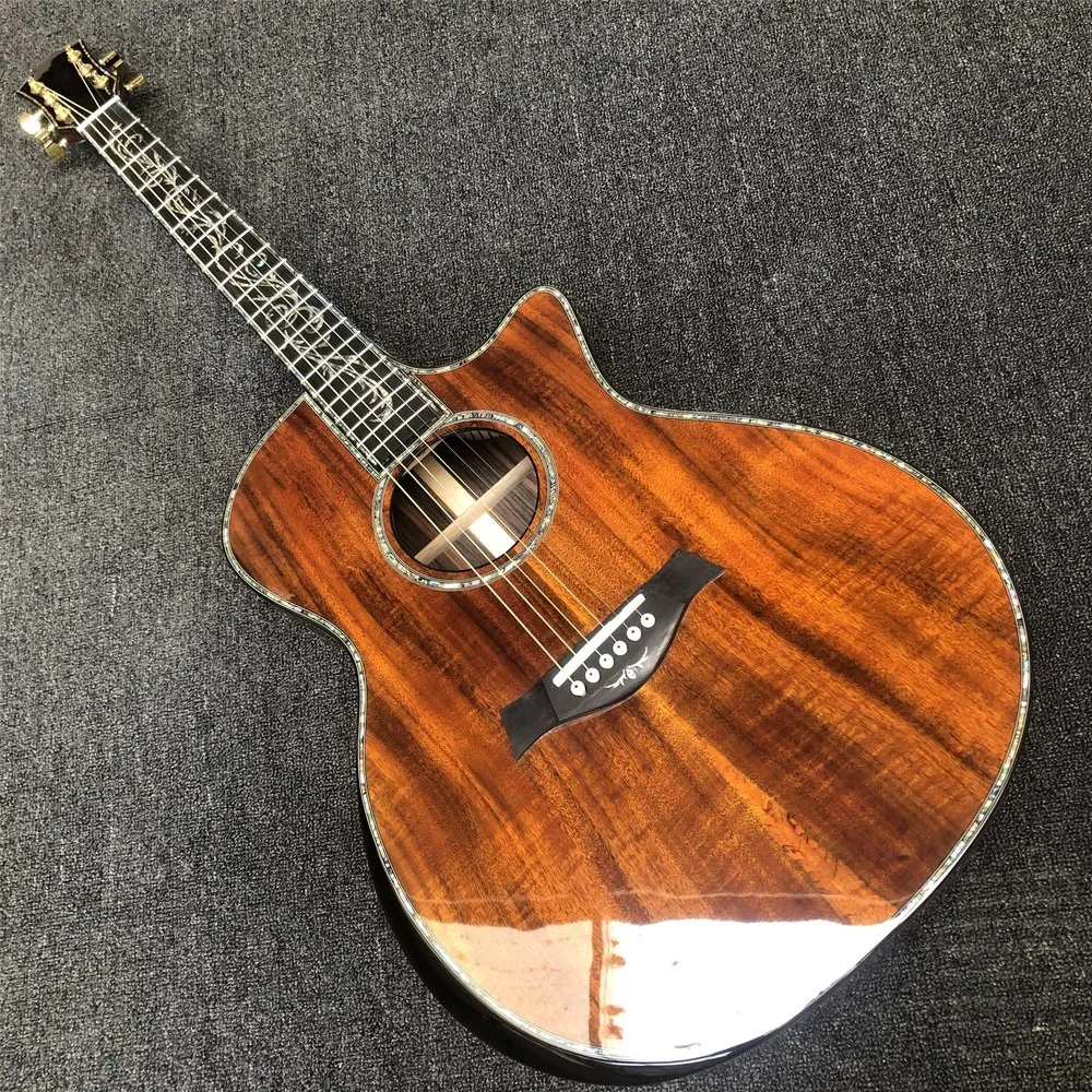 Черно желтая сандаловая древесина PS14 Акустическая гитара настоящая Абалон