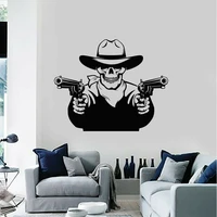 vinyl wall decal guns revolvers skull gangster wild west stickers mural modern home decor living room bedroom wallpaper a950