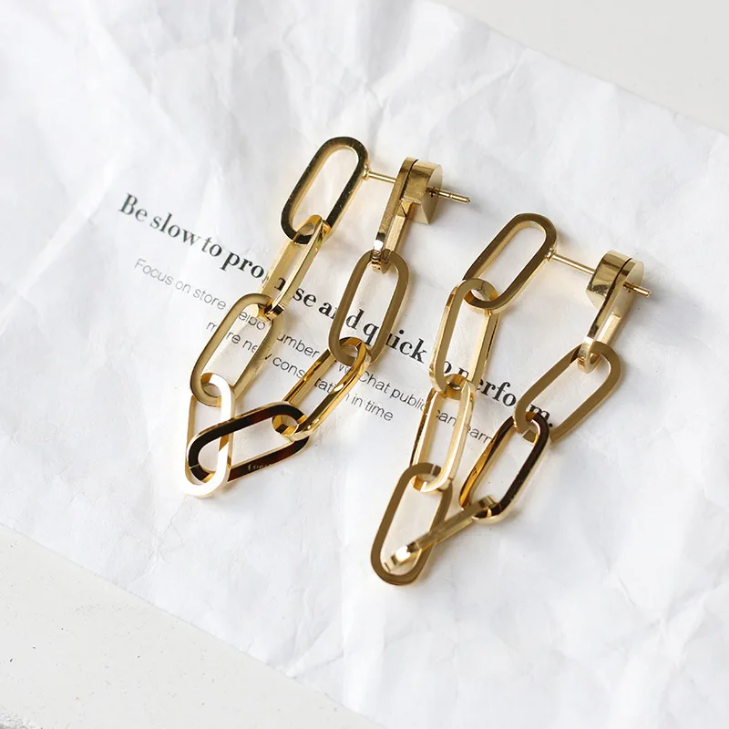 

Stainless Steel Ear Piercing Stud Earrings Gifts For Women Goth Designer 2021 Chain Unusual Earring Gold Plated Fashion Jewelry