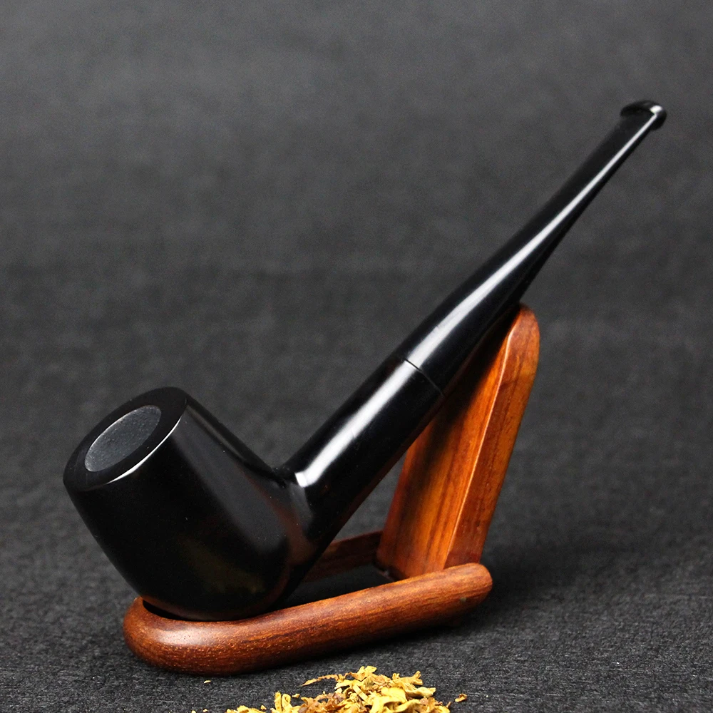 

Vintage Straight Wooden Pipe Solid Black Smoking Tobacco Pipe free tools set 9mm Filter Ebony Wood Pipe Smoking Pipe Set
