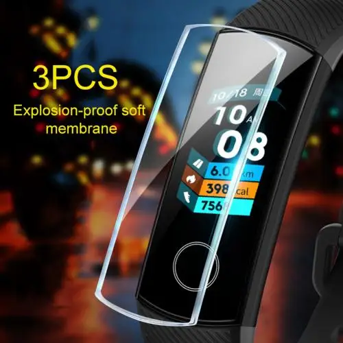 Transparent 3 шт ТПУ Взрывозащищенная HD мягкая полная защитная пленка для huawei Honor Band 5 - Цвет: Transparent