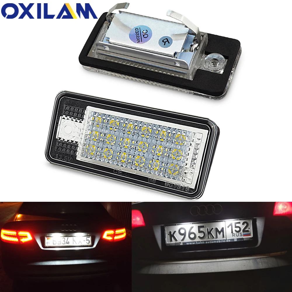 OXILAM 2 шт. Canbus 18 светодиодный номерной знак светильник лампа для Audi A3 S3 A4 S4 B6 A6 S6 A8 S8 Q7